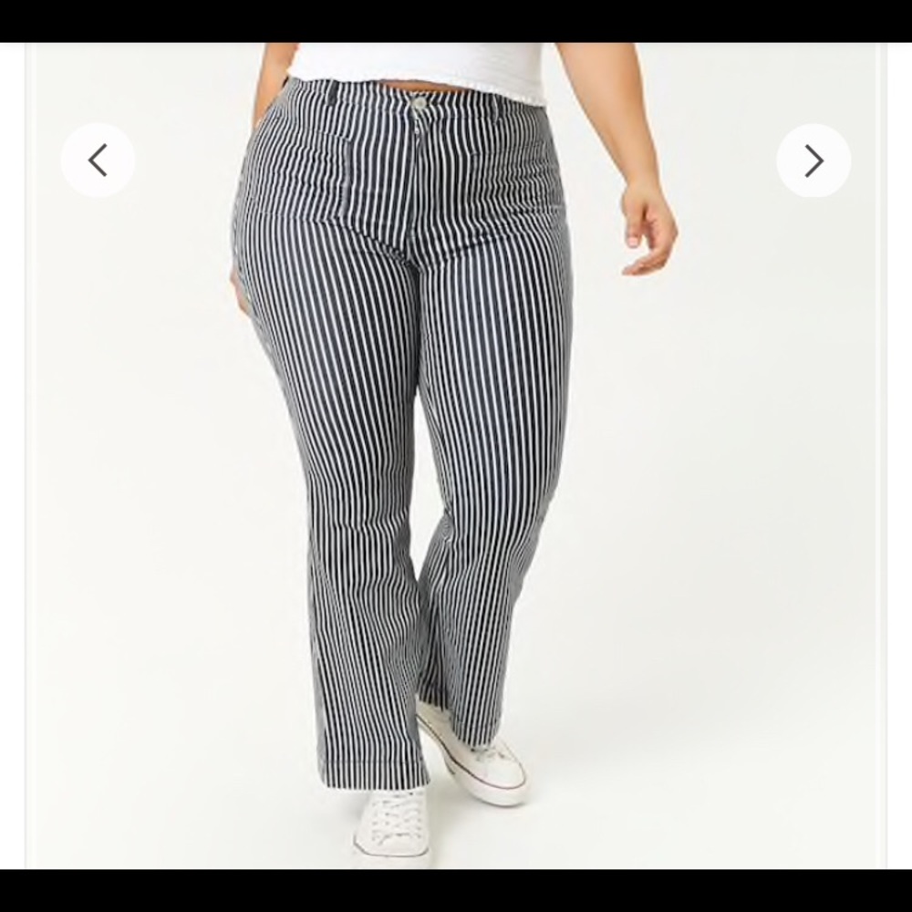 High waist striped sailor style jeans